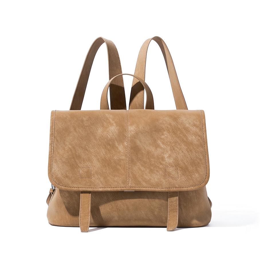 Women's Bag Pearl Vegetable Tanned Cowhide Backpack Genuine Leather Mailman Fashionable Retro