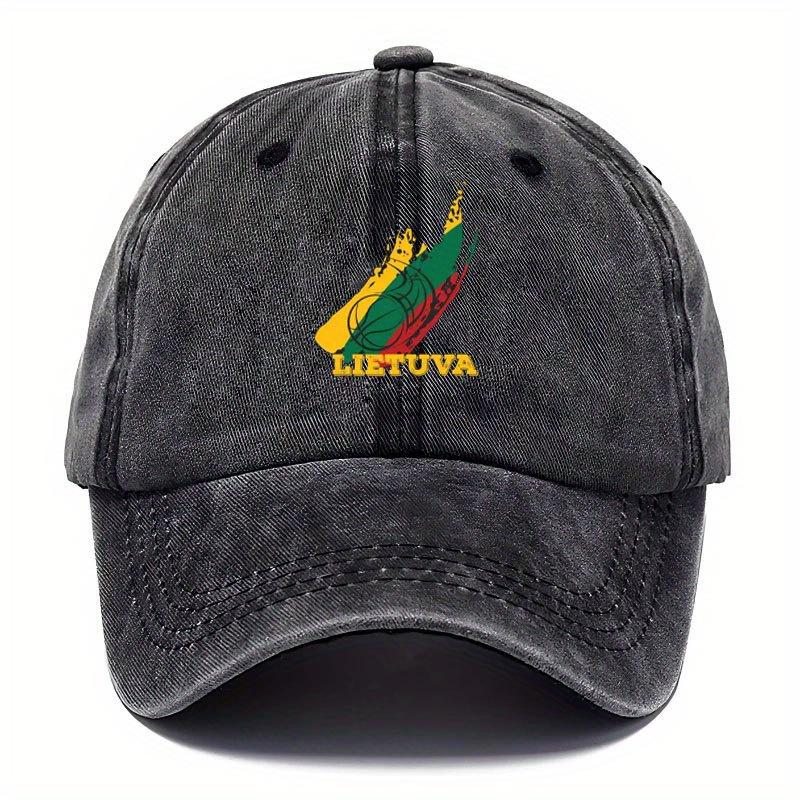 Pc of Vintage Washed Baseball Cap Featuring a Stylish Lithuanian Basketball Print Design Adjustable Dad Hat Mixed Color Dist