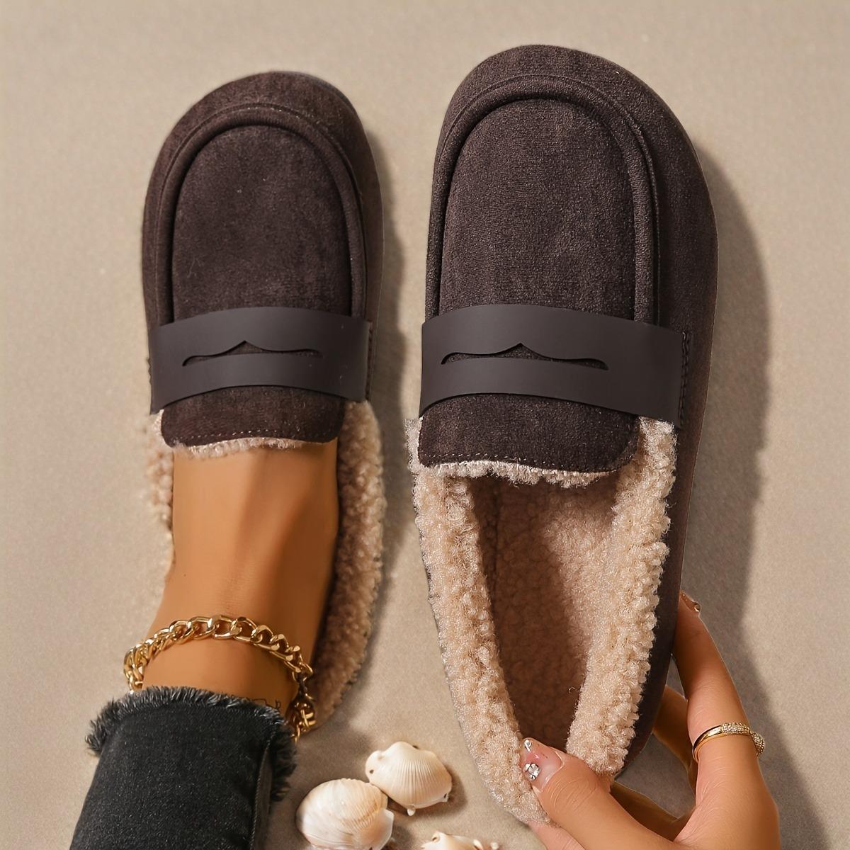 

Женская зимняя повседневная обувь - Круглый носок, плоская подошва, верх из мягкой ткани, резиновая подошва, удобная коричневая повседневная обувь 38 кофейный