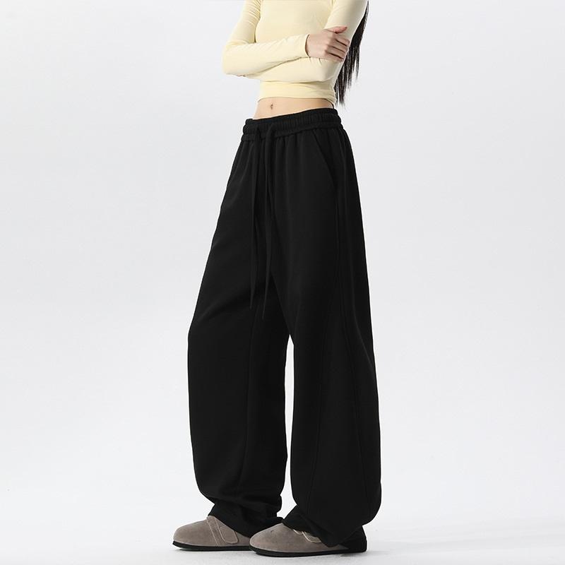 Cotton Drawstring Wide Leg Sweatpants, Loose Straight Leg Casual Sports Five Points Trousers For Summer Streetwear
