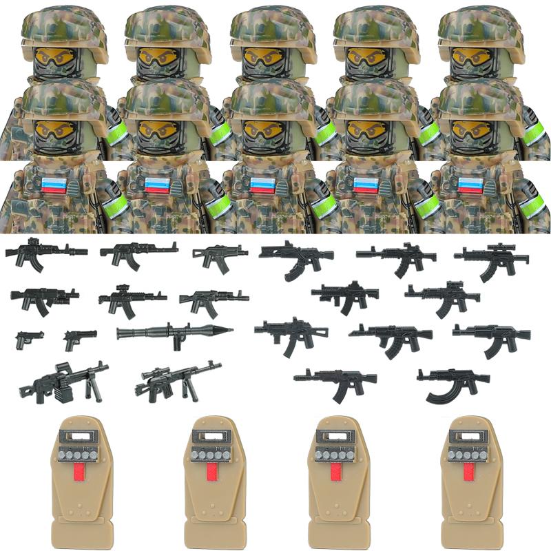 Nietoksyczne Żołnierz Wojskowy Rosja Sso Siły Specjalne Klocki Miasto Policja Figurki Wojskowe Komandos Uniform Bojowy Broń Klocki Zabawki