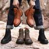 2025 Autumn and Winter Martin Boots Men's Trend Versatile Leather Men's High-top Leather Shoes British Rhubarb Leather Boots Tooling Men's Shoes