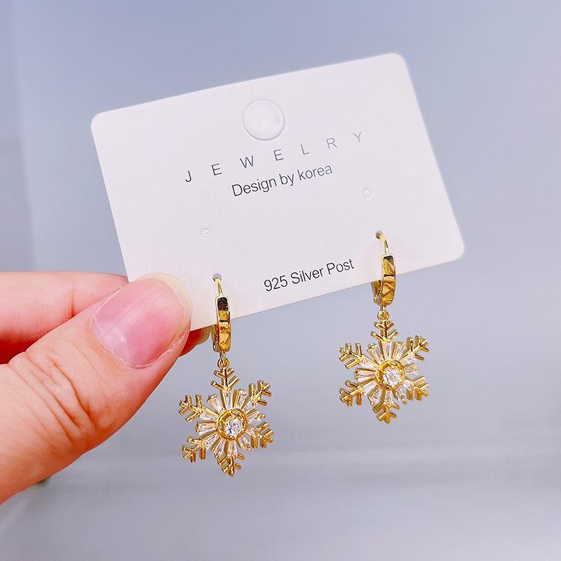Rotatable Christmas Tree Zircon Stud Earrings, Sterling Silver, Light Luxury Design for Women
