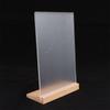 Table Top Wooden Acrylic Sign Holder Display Stand Double Sided, Bottom Load, Portrait Style Menu Paper Ad Photo Picture Frame