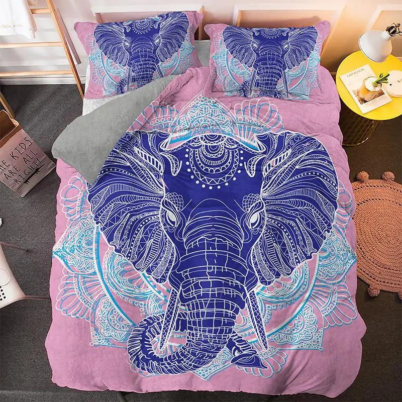 Elephant Duvet Cover King Queen Size Lovely Funny Small Elephant Bedding Set For Kids Teens Adults Wild Animal Soft Quilt Cover