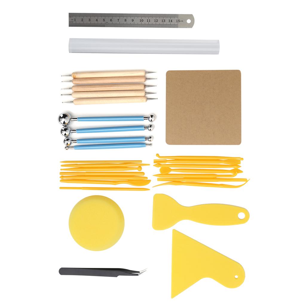 30Pcs Clay Sculpture Tool Carving Knife Drill Pen Indentation Stick Pottery Shaping Utensil