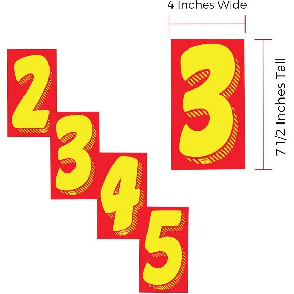 EZ Line Vinyl Decals for Cars Red and Yellow Large Number Stickers Windshield Numbers Dealer Supplies EZ136 (Number 9)
