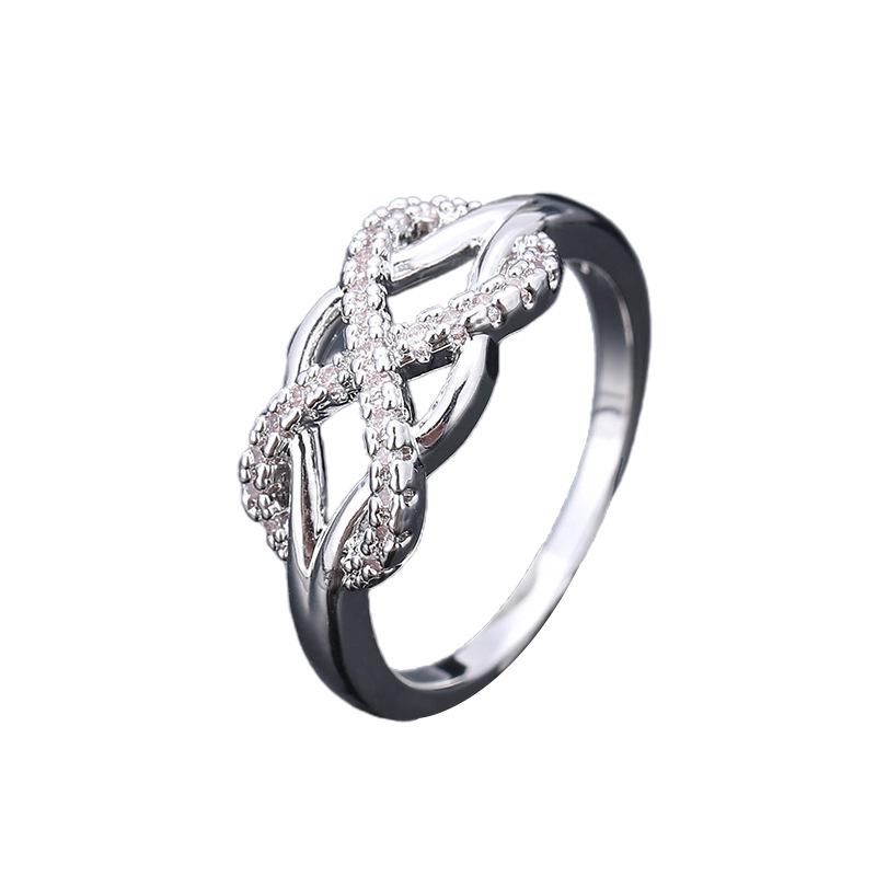 Korean Style Geometric 8-Shaped Zirconia Women's Ring