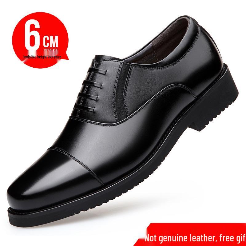 Pánské černé kožené společenské boty - Všestranné, s tlustou podrážkou, prodyšné na podzim/zimu