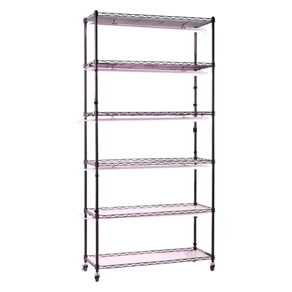 Pflanzenregal mit Pflanzenlicht, 6-stufiger Indoor-Pflanzenständer, 180 cm hoher Indoor-Pflanzen-Ausstellungsständer mit Rädern & Timer, 150W 3800K Vollspektrum Grow
