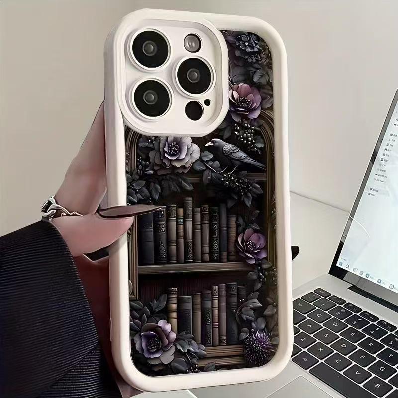 Retro Bücherregal Handyhülle für Apple iPhone 14/15 Pro, 16 Pro und 17 Pro Max