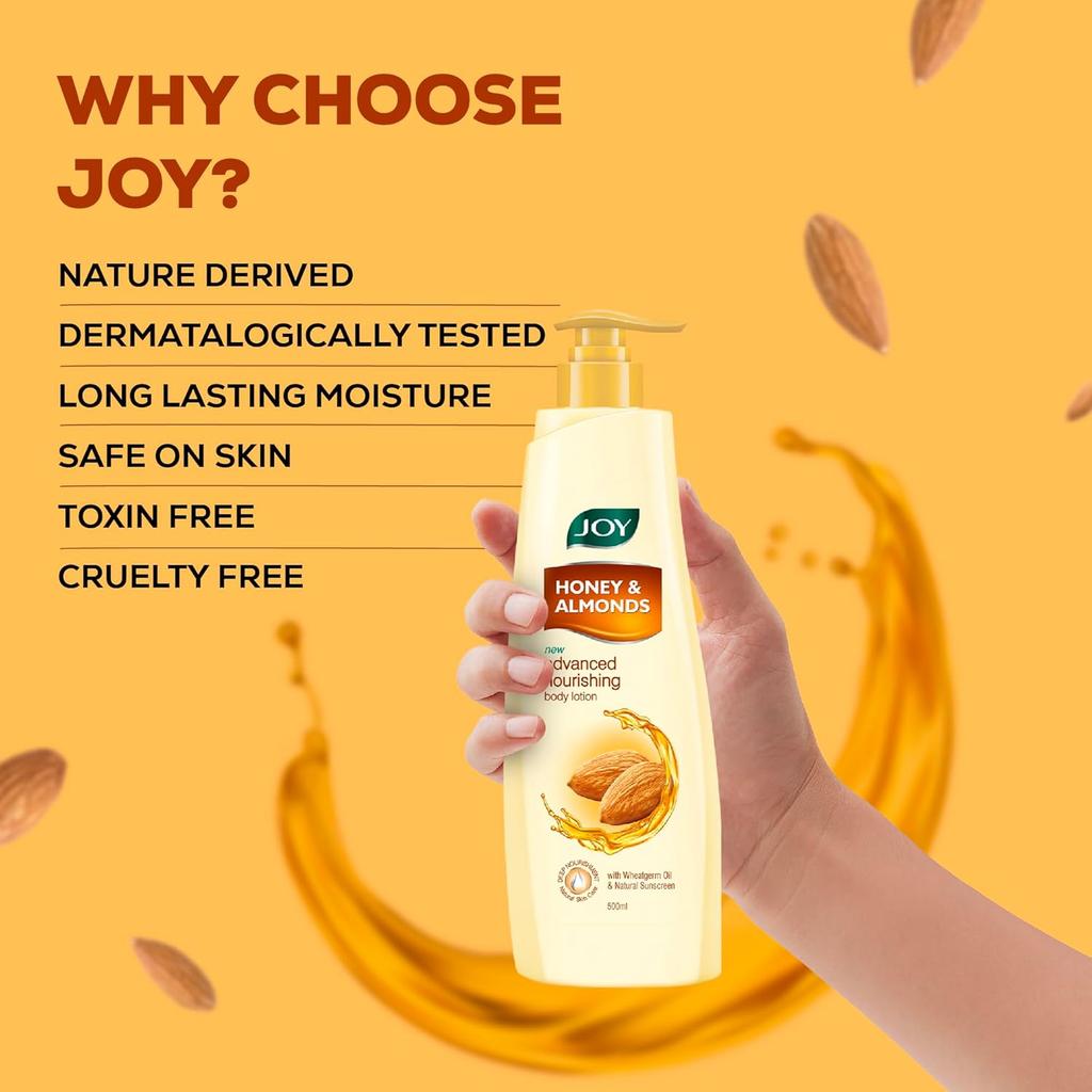 Joy Honey & Almonds Advanced Nourishing Body Lotion 750 ml Lightweight Moisturizer for Normal to Dry Skin