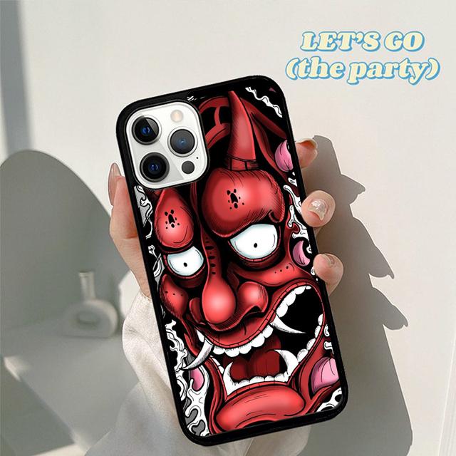 Japanese Oni Hannya Demon Mask cool Phone Case Cover for iPhone 17 Air 16 16e 15 12 11 13 14 Pro Max Apple Plus Coque