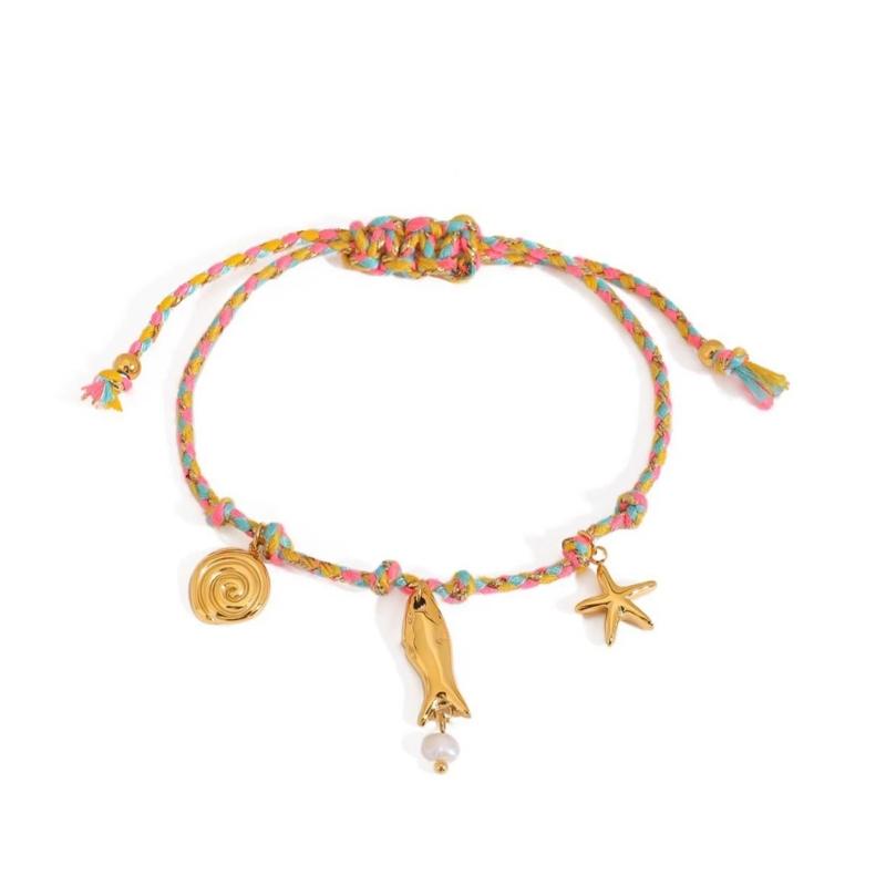 Handgemachtes Seilarmband mit Wellenmuster im maritimen Stil, verziert mit einer Seesternperle und verstellbarem Knotenverschluss, für Modebewusste