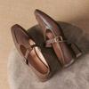 Autumn Soft-faced Retro-style T-shoes Medium Heel Temperament Buckle Comfortable Thick Heel Single Shoes Women