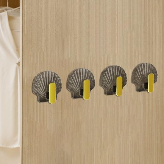 4 Teile/satz Shell Form Wand Haken Moderne Wasserdichte Schlag Kostenloser Heavy Duty Handtuch Kleidung Tür Zurück Kleiderbügel Badezimmer Küche Liefert