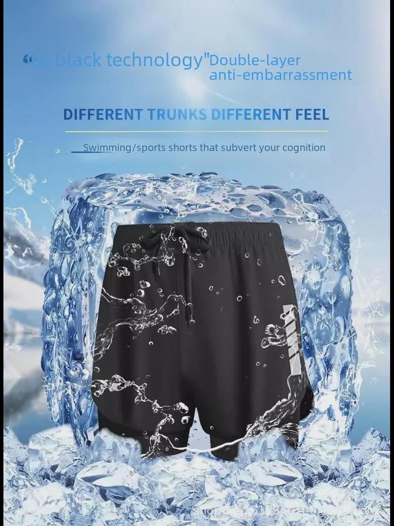 Herren Schnelltrocknende Doppellagige Badehose - Anti-Peinlichkeits Strandshorts 2023