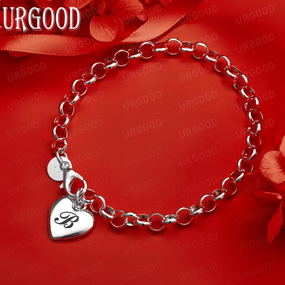 925 Sterling Silber Seitenkette mit Buchstaben Exquisites Armband Geschenk Schmuck