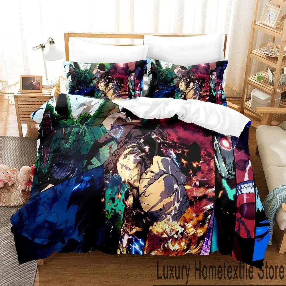 3D Print Anime Solo Leveling Bedding Set Duvet Cover Bed Set Quilt Cover Pillowcase Comforter King Queen Size Boys Adult Bedding