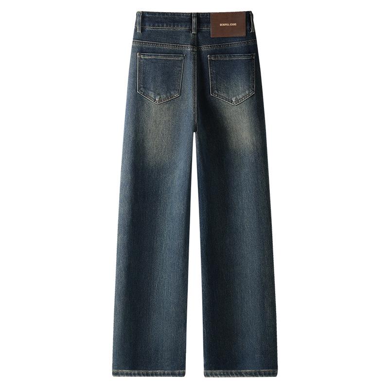 2024 Petite Women's High-Waisted Wide-Leg Jeans: New Autumn-Winter Slimming Straight-Leg Pants