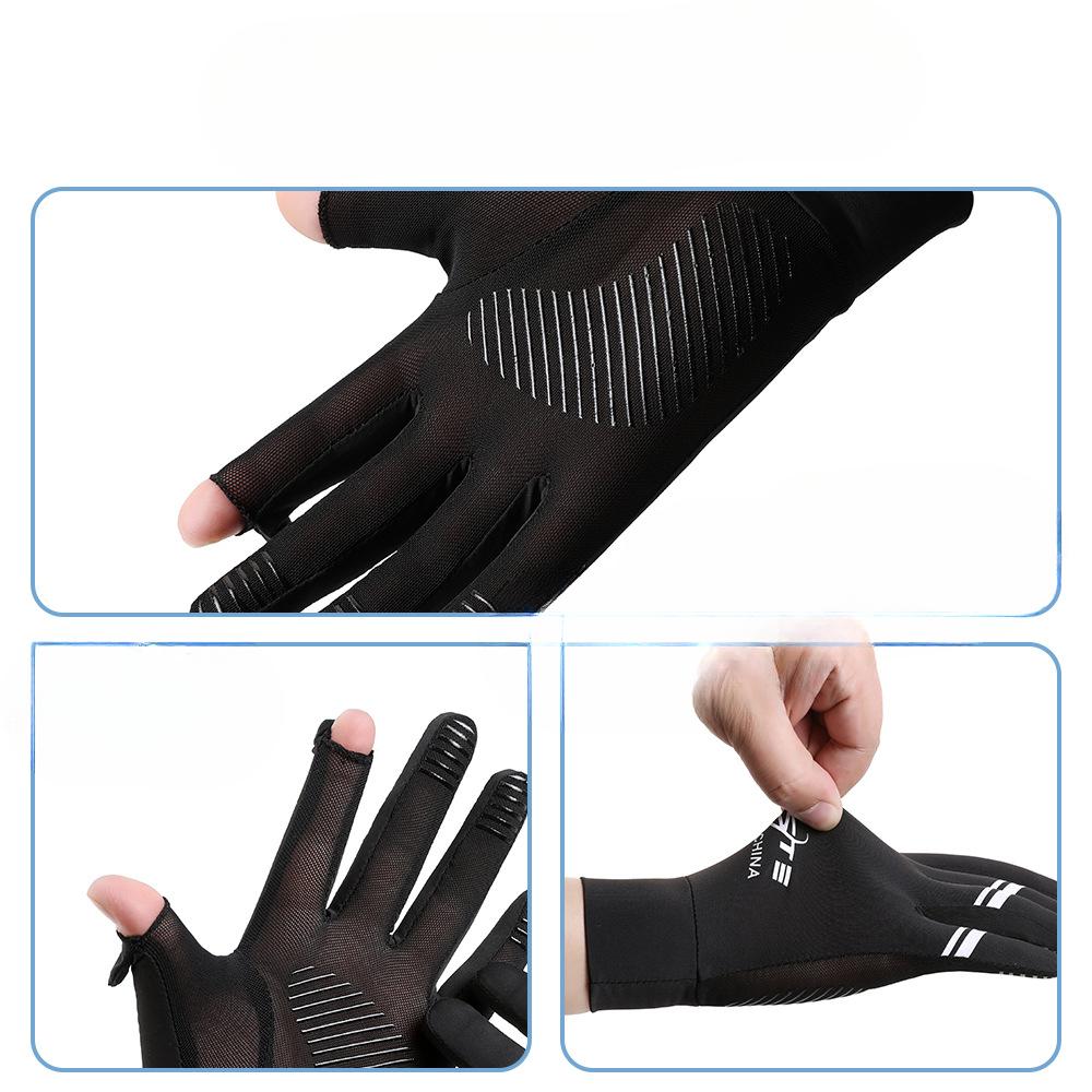 Men's Sunscreen Gloves for Summer Thin Outdoor Touch Screen Flip Non Slip Breathable Riding Driving Mesh Ice Silk Gloves