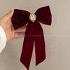 New Black Velvet Bow Hair Pins Elegant Fabric Alloy Roses Hair Clips for Women Fashion Ponytail Barrette Heawear Accessories