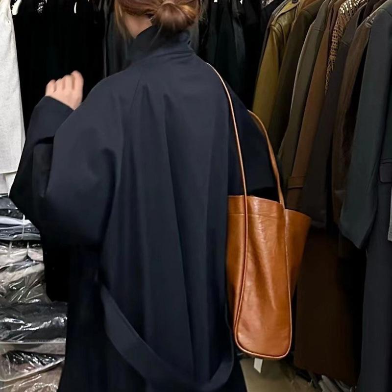 

Осеннее Красивое Холодное и Ленивое Пальто Тренч Женское Серое Пальто Супер Длинная Куртка со Стойкой XL чёрный