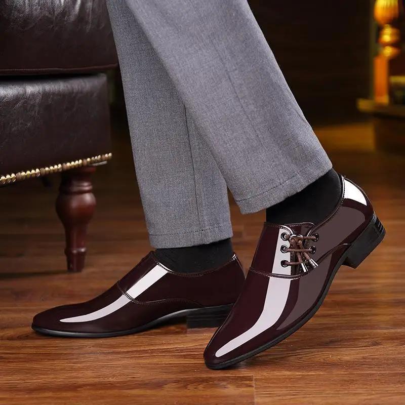 Fashion Shoes Men Leather Shoes Business Dress Shoes All-Match Casual Shock-Absorbing Footwear Wear-Resistant Plus Size Chaussure Homme