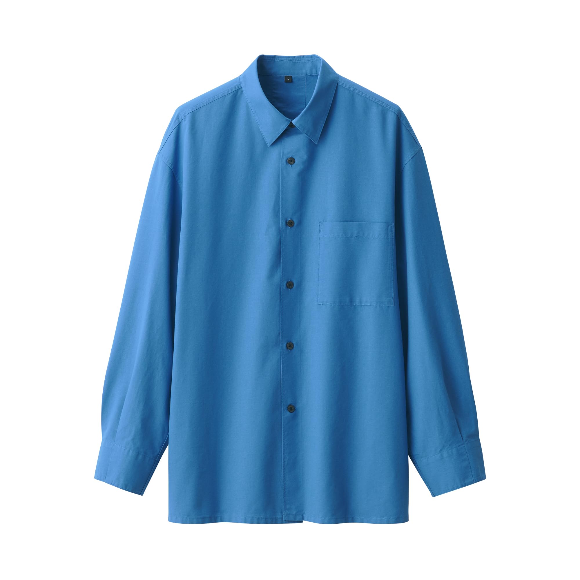 

MUJI Men s Washi-Blend Poplin Shirt, Blue, Size L, BG1RFA4A