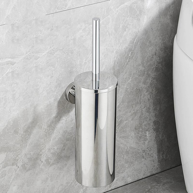 Black Toilet Brush Holder with Brush SUS304 Chrome Bathroom Toilet Scrub Cleaning Brush Holder Set