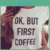 Stilvolles T-Shirt mit „Ok But First“-Kaffee-Grafik aus Baumwollmischgewebe für Jugendliche und Erwachsene
