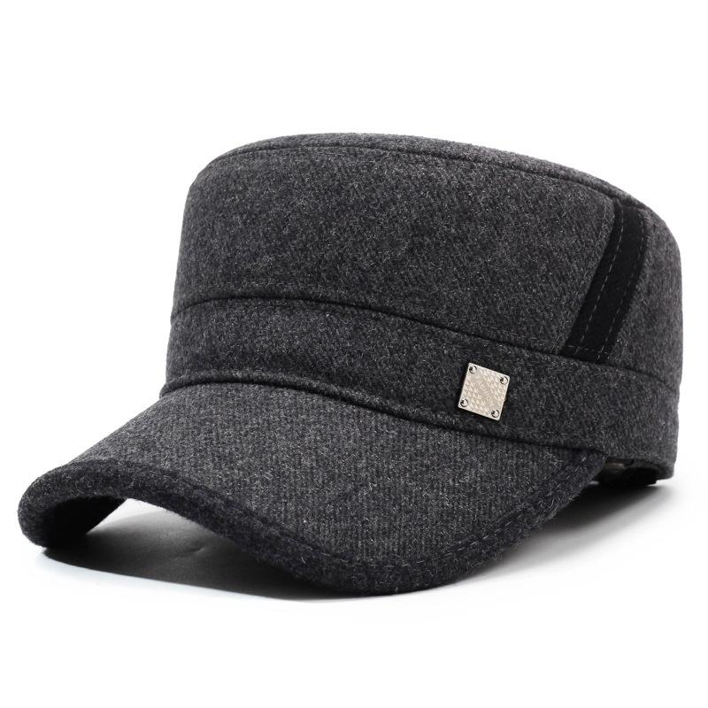 

Осенне-зимняя уличная плоская кепка для среднего и пожилого возраста, теплая, ветрозащитная, с защитой ушей серый