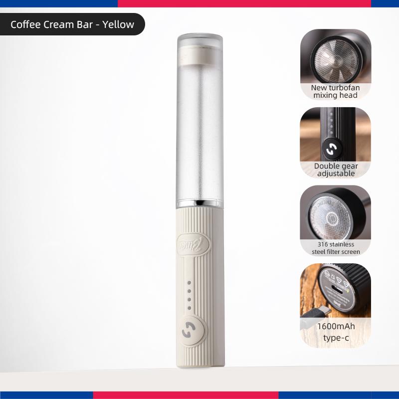 

New Milk Foamer Coffee Whisk Mixer Electric Blender Egg Beater Mini Frother Handle Stirrer Cappuccino Maker Cooking Tools бежевий