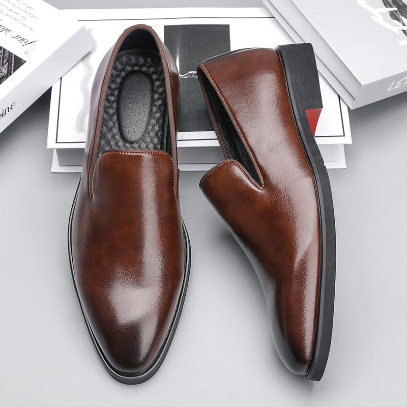 

2025 spring and summer new first-layer cowhide business leather shoes men s foot wear formal men s shoes British leather shoes 48 темно-коричневого кольору