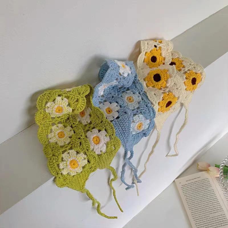 Girly Women's Small Mushroom Knitted Handmade Sweet Crochet Retro Geometric Korean Style Cute Strap Hair Headband Gift