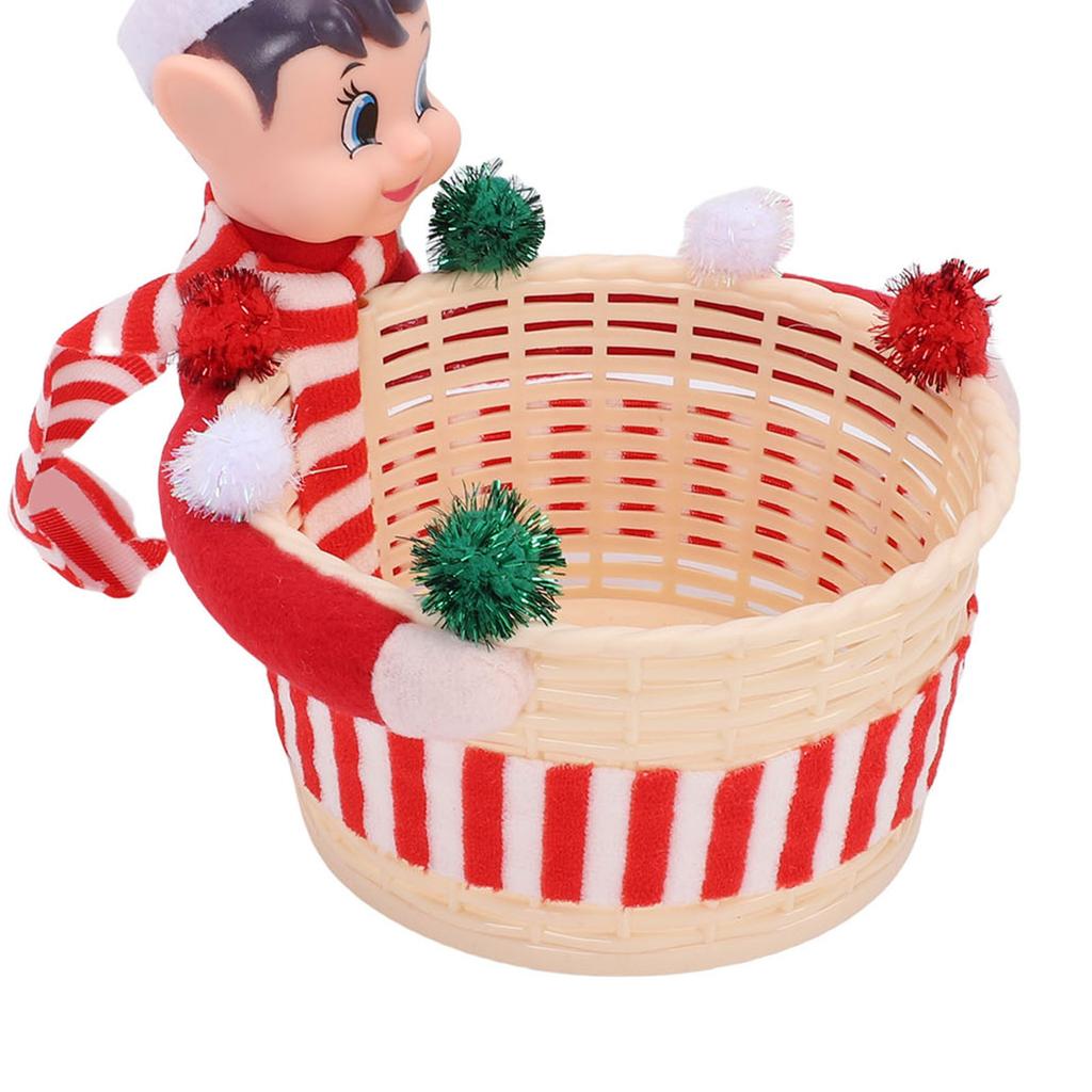 Elf Storage Gift Basket Large Capacity Multifunctional Xmas Decorations Candy Snack Basket Red