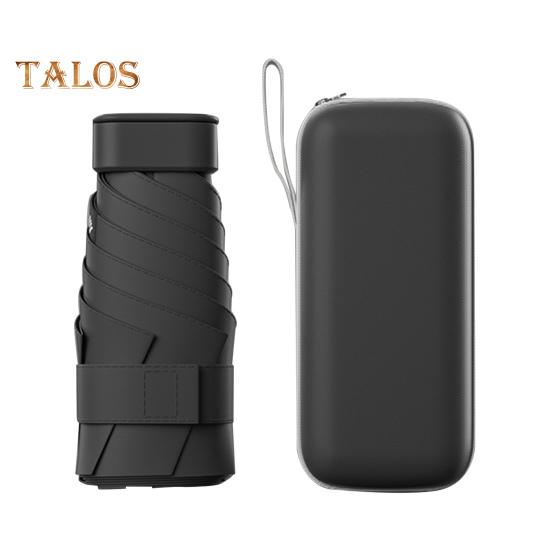 

Дорожный мини-зонт с чехлом, портативный солнцезащитный зонт с защитой от ультрафиолета, ветрозащитный легкий водонепроницаемый складной зонт от солнца и дождя, карманный зонт чёрный