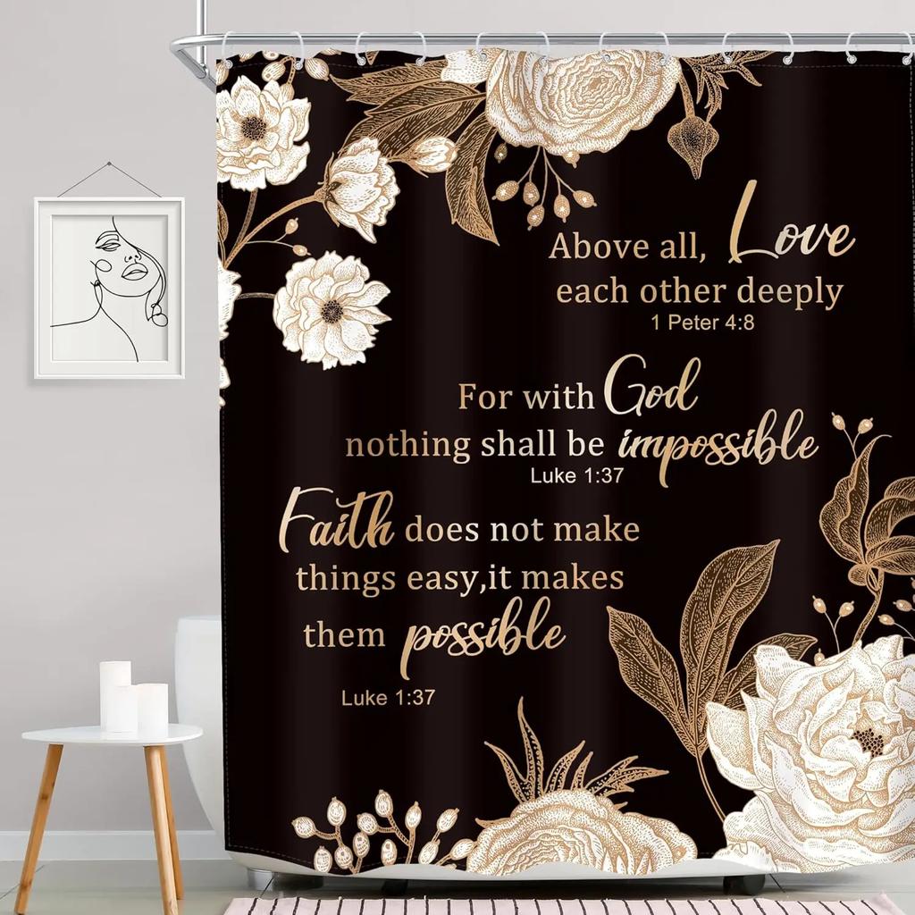 Blooming Cat Shower Curtain-Cute Kitten On Vibrant Floral Background, Cheerful Bathroom Decorative Shower Curtain