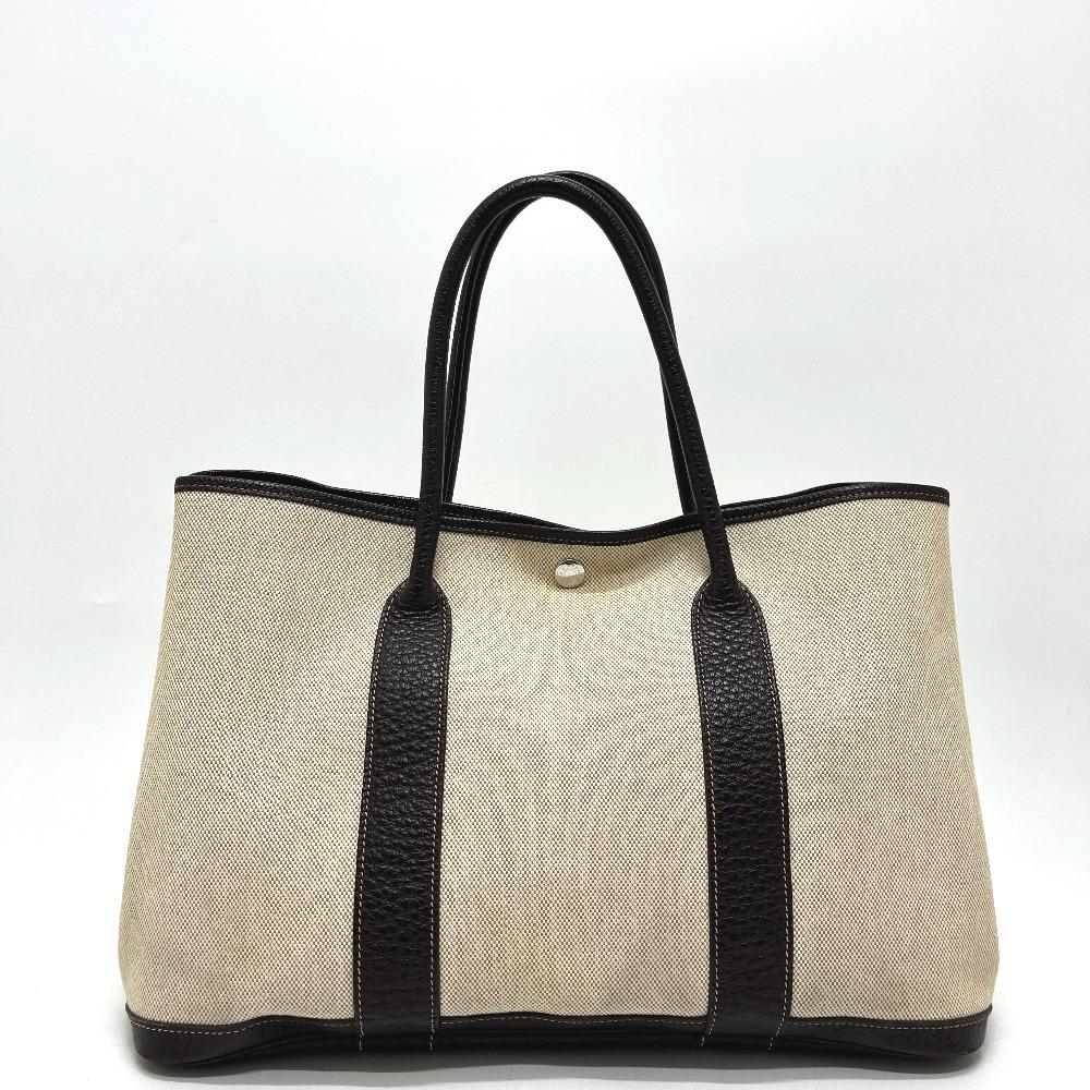 Hermes Garden Party PM Bags Hand Bag Tote Bag Toile H / Leather Beige/Brown