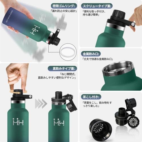 KollyKolla 500ml Stainless Steel Water Bottle, Seamless Design, Large Capacity, Easy to Clean, Suitable for Bicycles, Thermoses, Coffee, Carbonated Wa