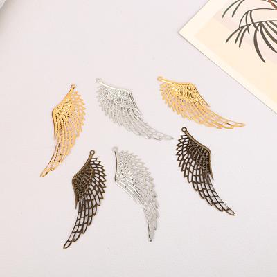 10 Piezas Color Oro/Plata/Bronce Envoltorios de Filigrana Colgante Alas de Ángel Artesanía de Metal Para Accesorios de Fabricación de Joyería para Tocado DIY
