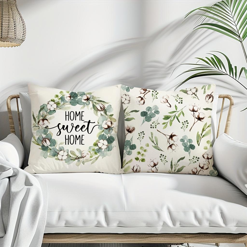 1/4pcs Floral Patterned Pillowcases with Inspiring Sayings Sofa cushion cover home bedroom room decoration