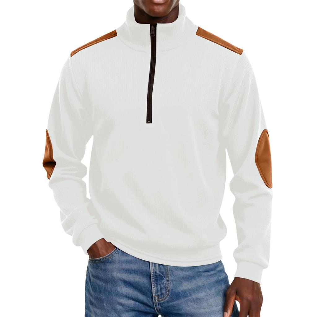 Men's Colorblock Half Zip Stand Collar Sweatshirt Men's Sports Large Size Casual Stand Collar Sweatshirt