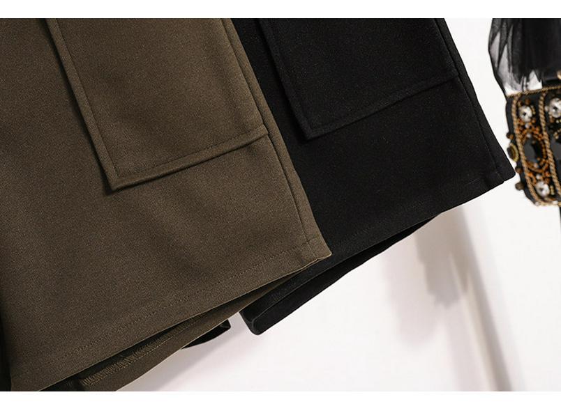 Women's Woolen Bootcut Shorts – Autumn/Winter 2025 Collection, European Style, Wide Leg, Plus Size, Hot Selling