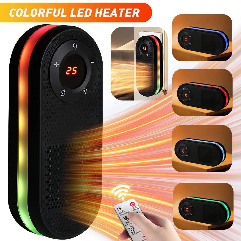 1000W Mini Heater PTC Ceramic Fast Heating Bathroom Heater with Remote Control Plug in Wall Electric Heater for Home Use United States