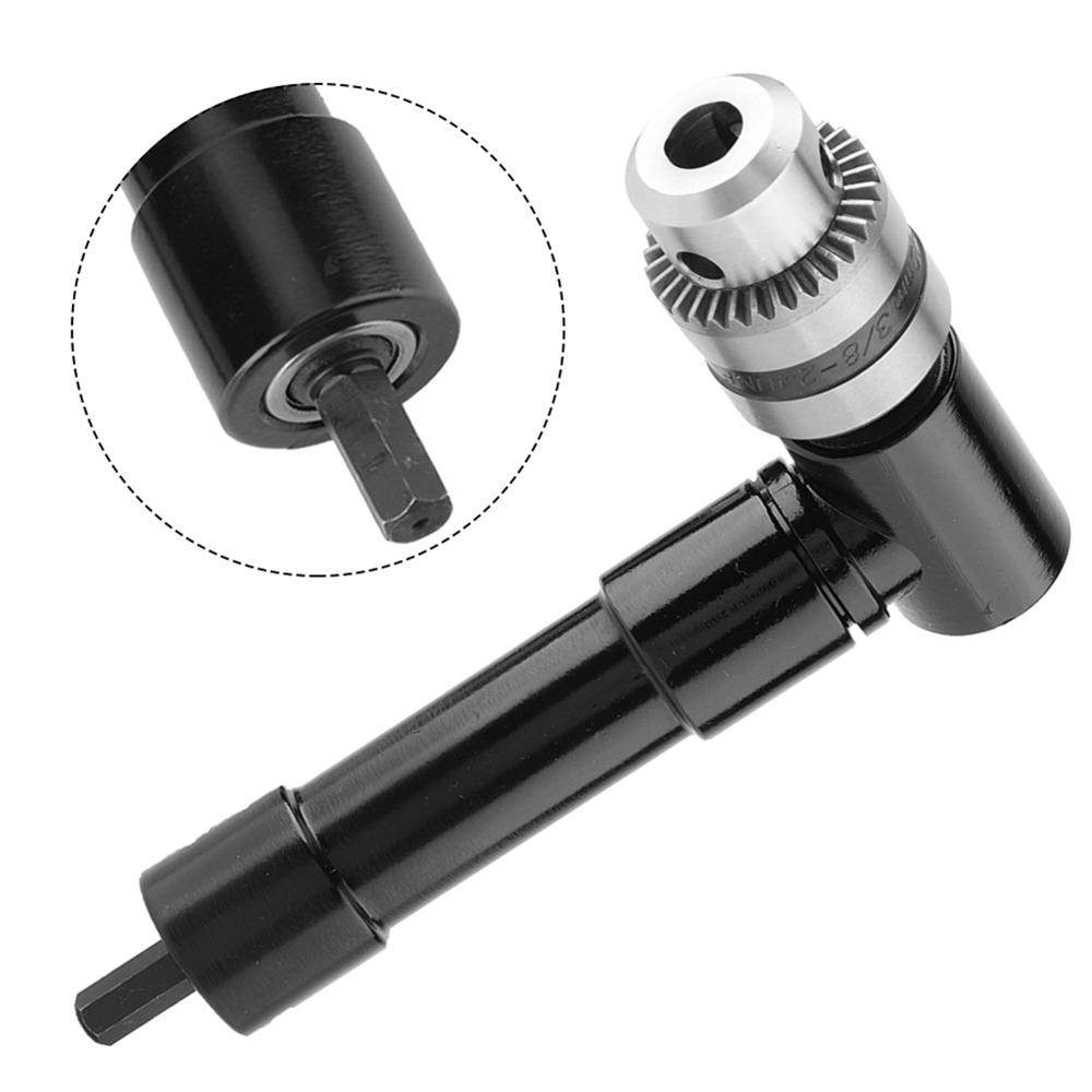 3/8" Keyed Chuck Right Angle Drill Adapter 8mm Hex Shank Chuck Key Adapter Power Drills