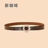 Ladies Belt With Crystal Diamond Square Buckle Decorative Belt Women'S Leather Smooth Buckle Belt