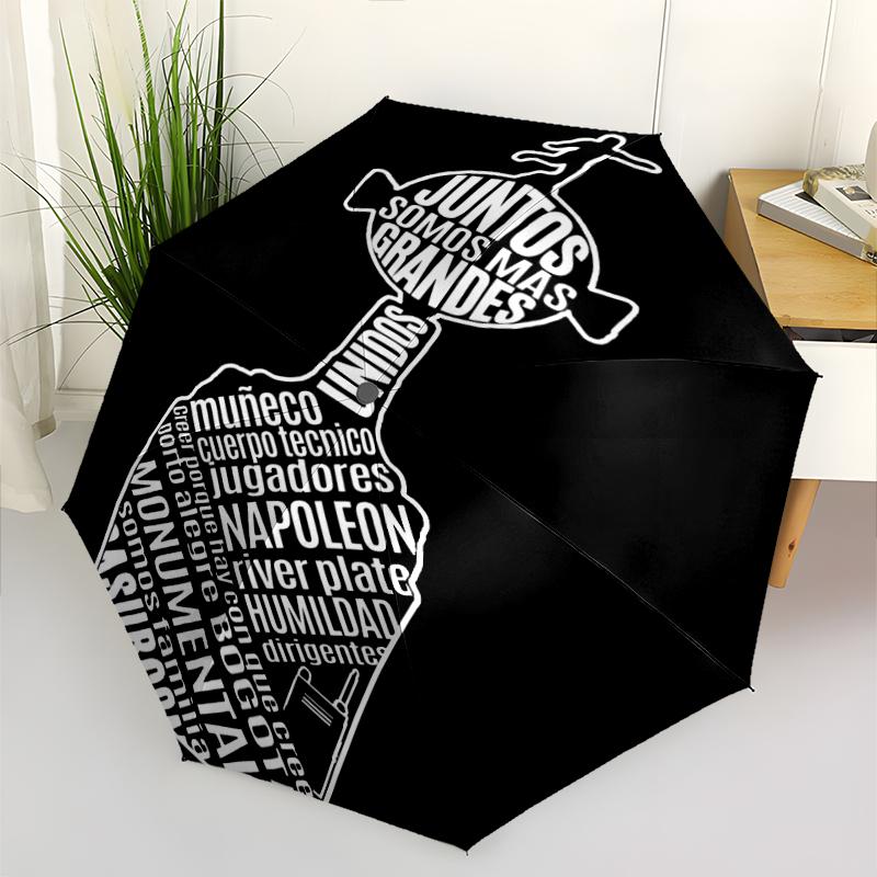 Club Atlético River Plate Print Automatic Umbrella, 8 Rib Iron Frame, Plastic Handle, Suitable for Outdoor Travel &Daily , Ideal Gift