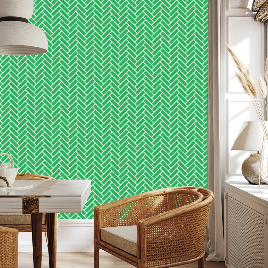 Wallpaper Geometric Pattern Green and Mint for Living Room and Bedroom 50x1000