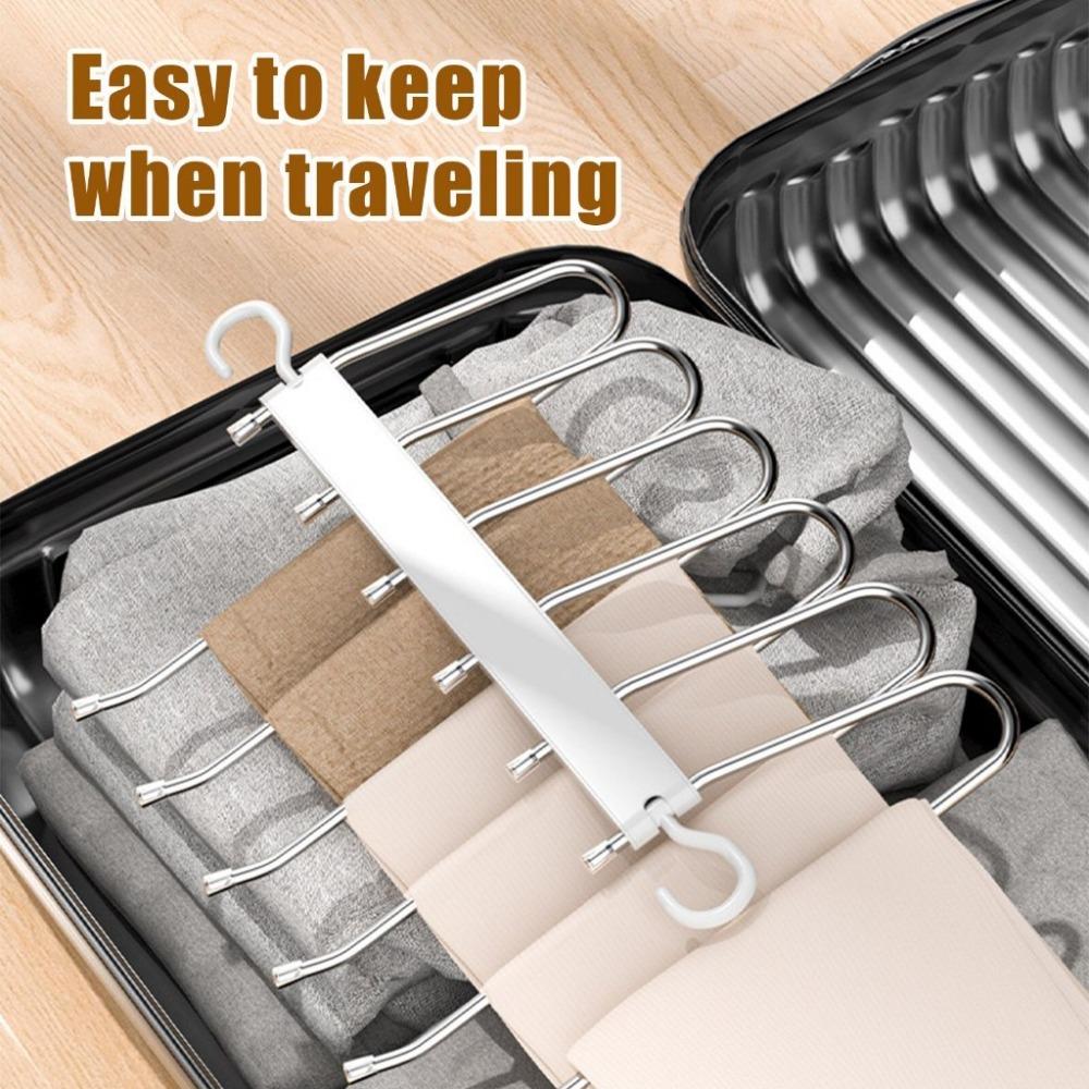 Hanging Hole Foldable Pants Hangers Stainless Steel Multifunctional Trouser Rack  Jeans
